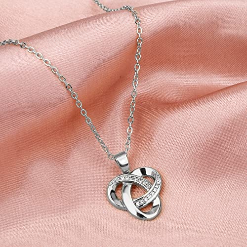 Love Knot Necklace, Sterling Silver Diamond Accent Love Knot Pendant Necklace, Forever Love Knot Infinity Necklace for Women4