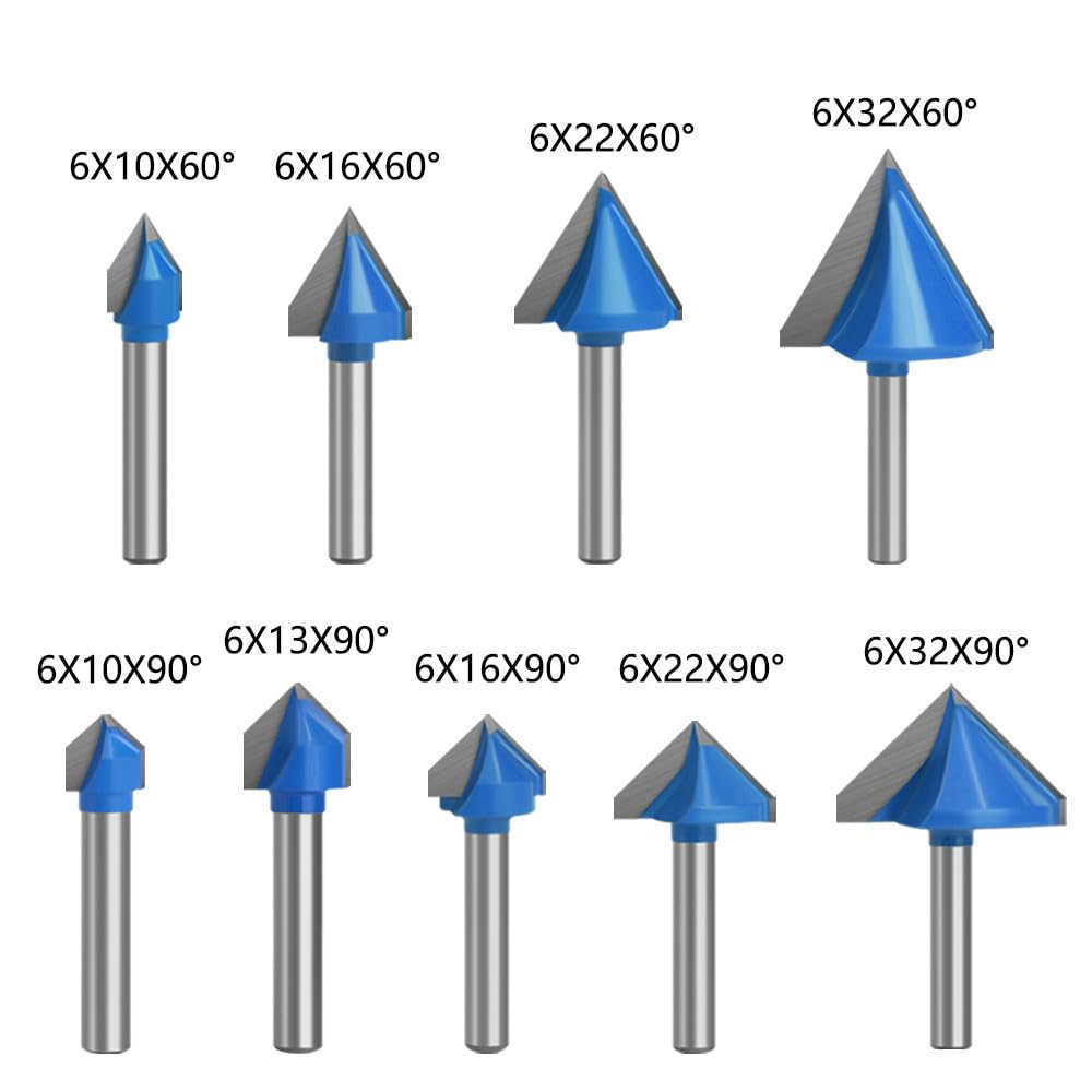 Fraise à rainurer type V 60/90/120/150 degrés, fraise à graver CNC, tige de 6 mm, fraise en carbure(6mmx32mmx120)