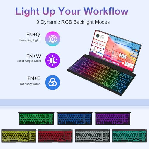 Image of 12.8 inch Portable Touchscreen Keyboard Monitor, Foldable Stretched Bar Laptop Screen Extender with Silent Keyboard USB-C Monitor for Windows MacOS (Driver Need)