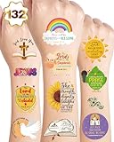 132 Pieces Bible Verse Religious Christian Temporary Tattoos Stickers,20 Sheets Bible Themed Tattoos Stickers Party Decoration Supplies Party favors for Kids Adults