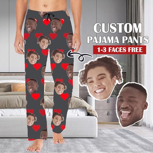 Custom Face Pajama Bottoms for Men Women Dog Face Pants Personalized Pajamas Couple Pj Trousers Gifts for Him Her2