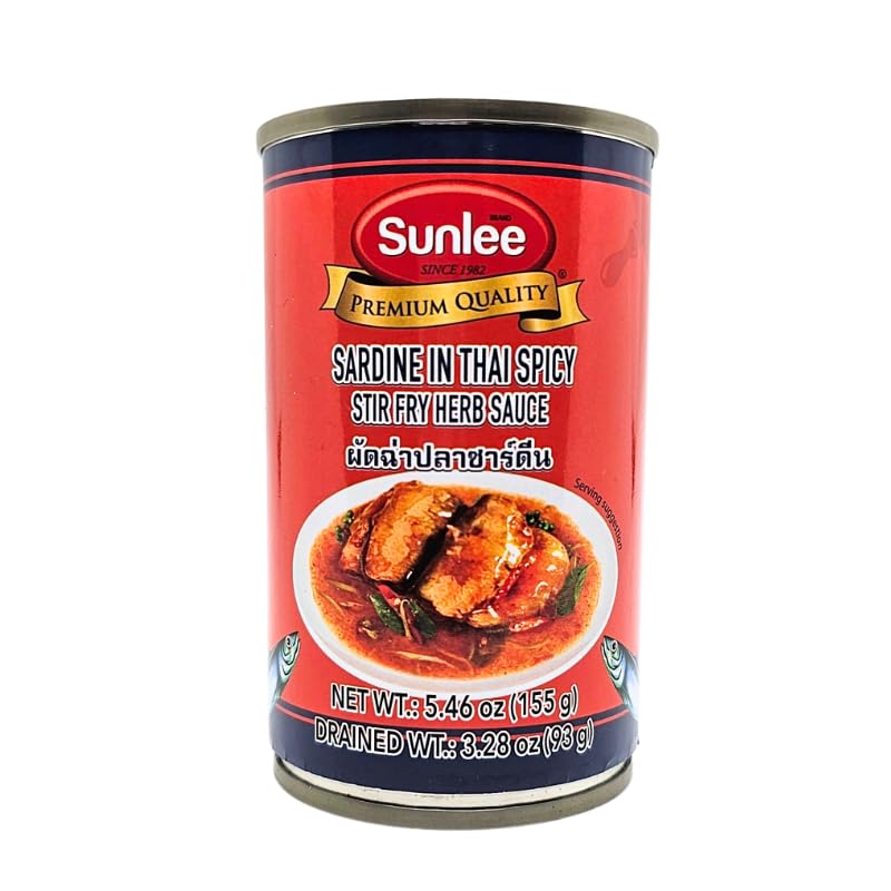 Sunlee Sardine in Thai Curry 5.5 Oz Pack of 8 (Choose your Flavors)