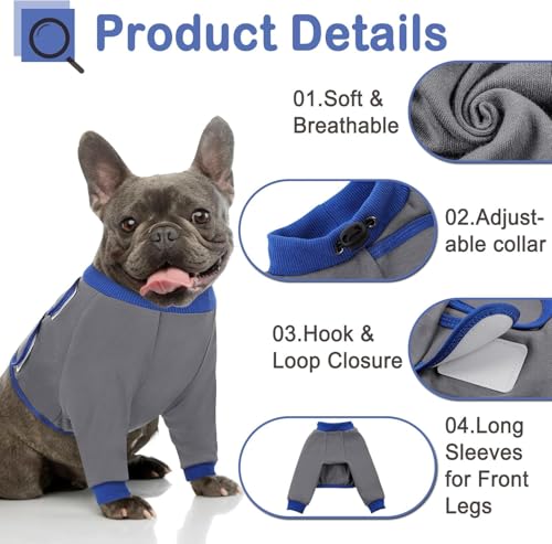 Image of KOESON Dog Recovery Sleeve for Front Legs, Soft Pet Recovery Suit After Surgery, Adjustable Dog Leg Elbow Protector, Pet Wound Care Shirt to Stop Licking, E-Collar Cone Alternative, Grey XL