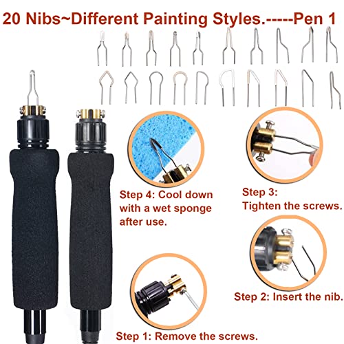 Wood Burning Kit, Pyrography Wood Burner with 2 Wood Burning pens, 78 Pcs Wood Burning Tool with 20 Detailer Nibs, 51 Solid-Point Tips, Wood Burning Tools for Embossing Carving Soldering