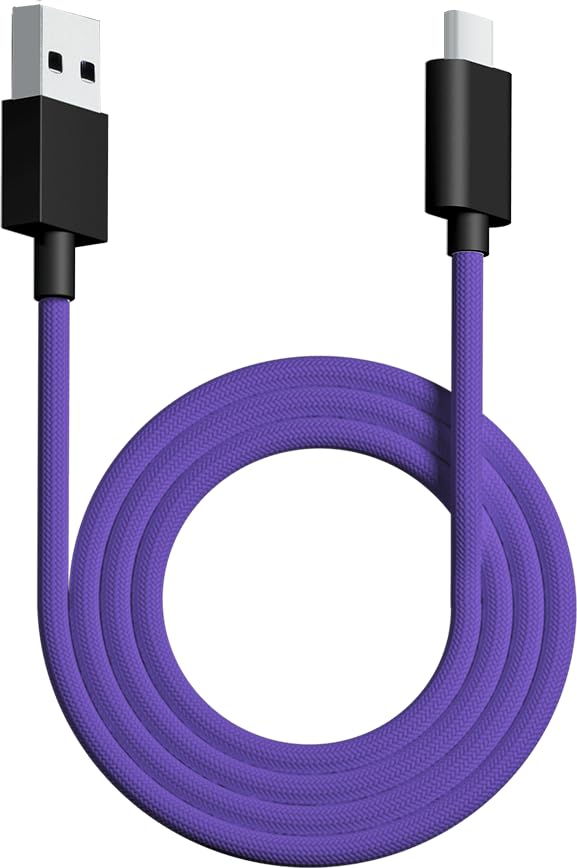 PWNAGE Ultra Custom Paracord Ultra Flexible USB C Cable for Gaming Keyboard, Mouse, Charging, Double-Sleeved Mechanical Keyboard Cable, 1.8M USB-A to USB-C (Purple)