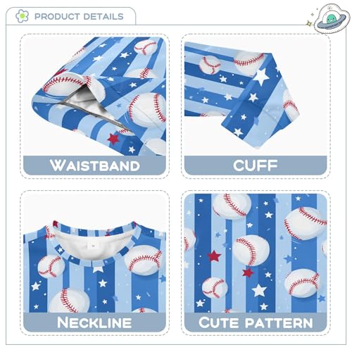 JUNZAN Baseball Star Blue Stripes Little Boys Sweatshirt Hoodie Long Sleeve Fall Tops Shirts Party 4T3