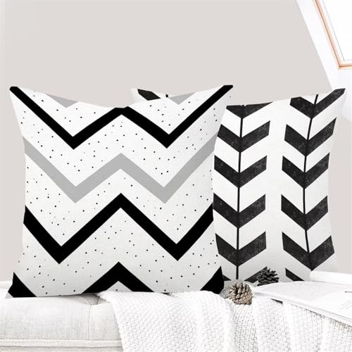Housse coussin 65 x 65 cm lot de 4 noir géométrique imperméable pour canapé - 4