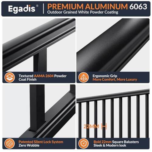 Image of Egadis 2 Pack 36 in x 4 ft Aluminum Porch and Deck Railing Kit Without Post
