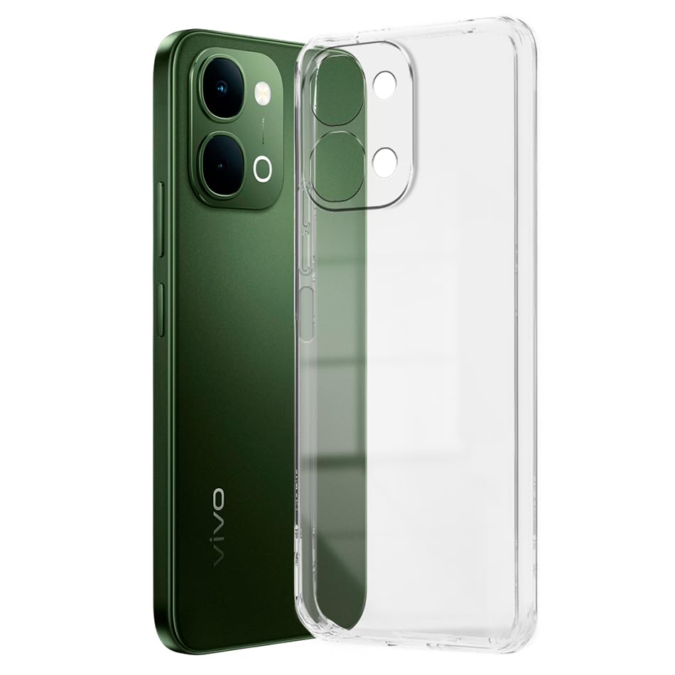Image of Fashionury Crystal Clear Case for Vivo T5X 5G | Yellowing Resistance | Transparent TPU Silicone | Raised Camera Lips | Slim Transparent Cover