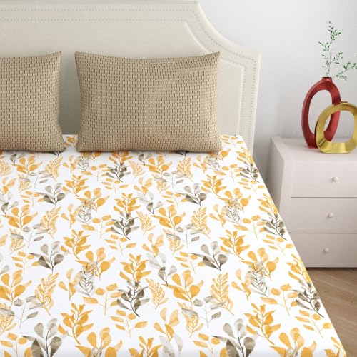 Image of Home Ecstasy 100% Cotton King Bedsheet with 2 Pillow Covers - (Size 87 x 108 inches, 140 TC, Colour - Brown)