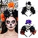 Shurhome Punk Flower Skull Headwear Dark Series Fashion Head Accessory Hairband for Halloween Event and Stage Show Dressingup Simulation Flower Headpiece