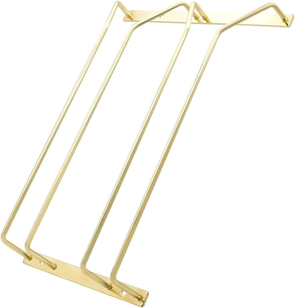 30.5cm Wine Glass Rack - Under Cabinet Stemware Wine Glass Holder Glasses Storage Hanger Metal Organizer for Bar Kitchen, Gold Finish (3 Rows, 1 Pack)