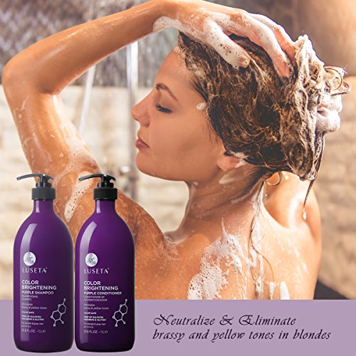 Image of Luseta Purple Conditioner for Colored, Grey and Blonde Women's Hair - 33.8oz, Best for Curly and Damaged Hair, Sulfate & Paraben Free | Color Correcting for Silver Platinum Ash Blonde, Boost Color Vibrancy & Shine Sulfate Free, Maintain a Bright Look