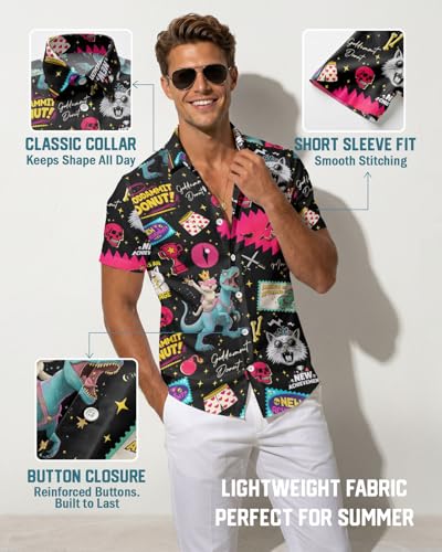 Image of 99TIMORO Fathers Movie Hawaiian Shirt for Men, Characters Button Down Short Sleeve Top, Summer Beach Gifts