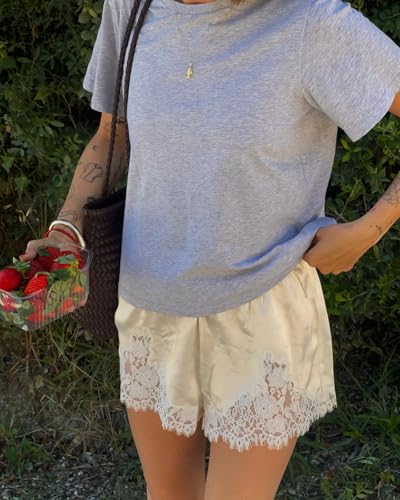 Satin Silk Boxers Shorts for Women Y2k Lace Trim Micro Mini Pajama Shorts Knickers Low Rise Lounge Slip Pj Bottoms3