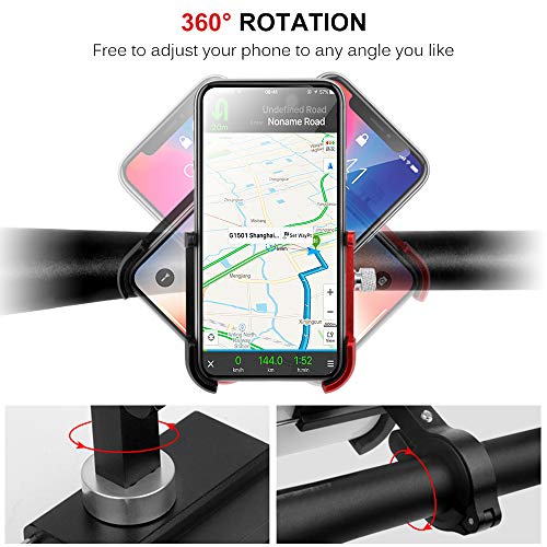 DECDEAL Suporte de telefone móvel para bicicleta em liga de alumínio com rotação de 360 ° ajustável