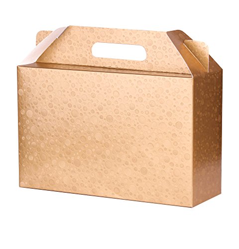 Giovanni Grazielli Decorative Gold Craft Cardboard Gift Boxes Set of 6 with Lids and Handle 11x7x4 inches, for Different Occasions Like Holiday Wedding Birthday Easter Bridesmaid Parties