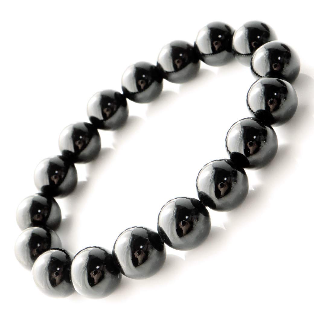 Amazon | [GOLD STONE] モリオン 黒水晶 ブレスレット 12mm チベット産 