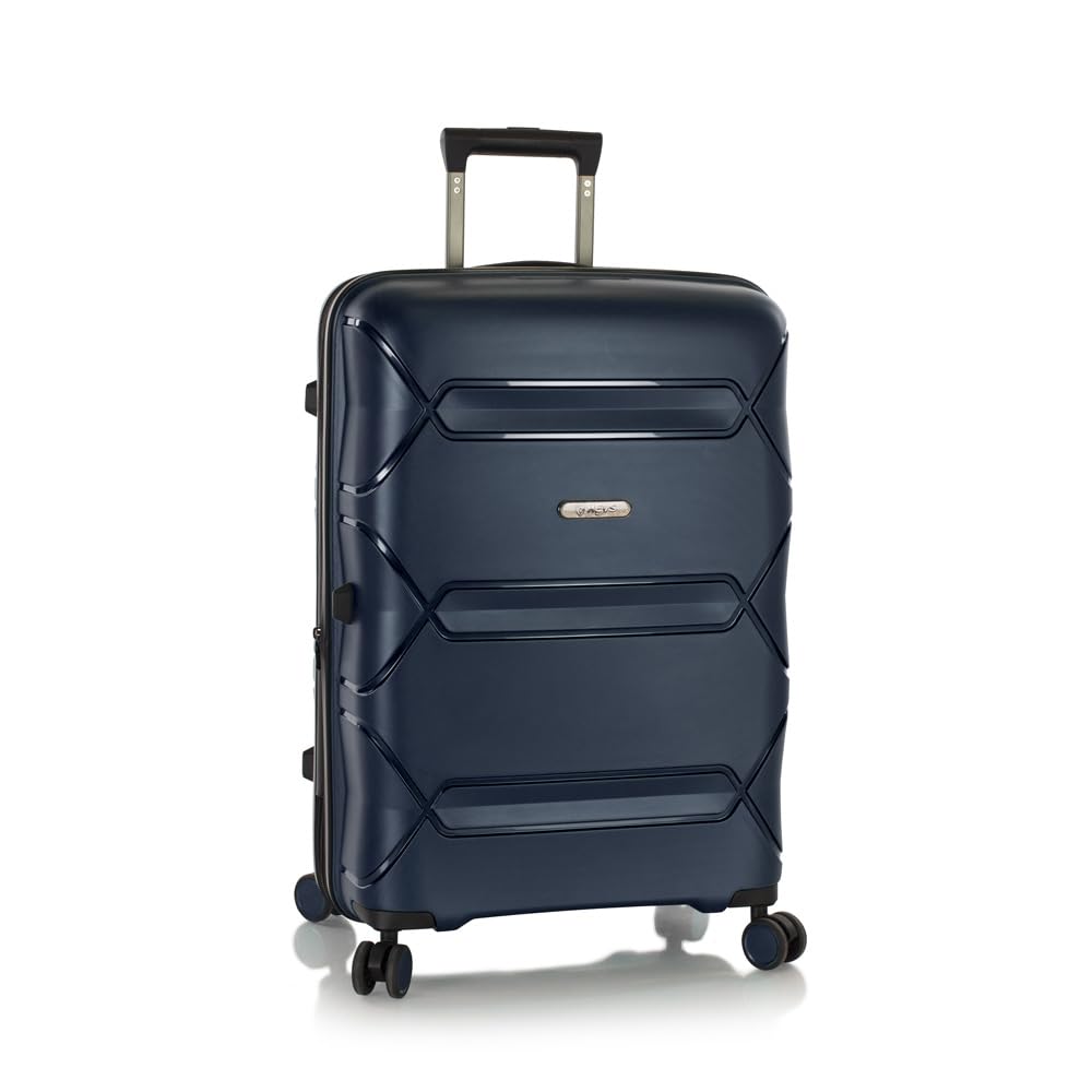 HeysHeys Milos Durable and lightweight luggage, made with Duraflex impact-resistant material, TSA Combination Lock, Dual Spinner Wheels, and Expandable, Navy, 26-Inch, Medium Check-In