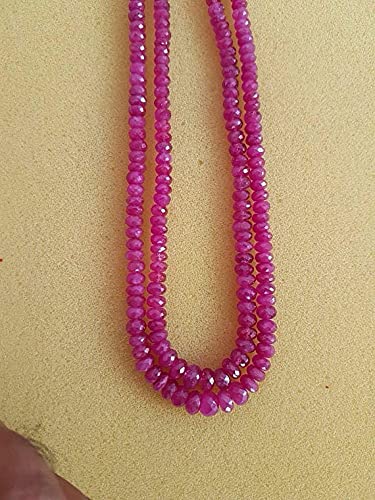 LKBEADS Rubin szklane koraliki różowe rubinowe wypełnione szkłem fasetowane koraliki rondelle 3 - 5 mm rozmiar 40 cm sznur rubinowe koraliki biżuteria