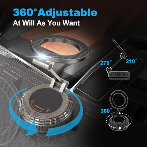 Image of Metal Magnetic Car Phone Holder, 360 Adjustable Magsafe Car Phone Mount, Vacuum Suction Cup Phone Holders for Your Car for iPhone 17-12 Pro Max Air Plus & Android (Carbon Fiber)