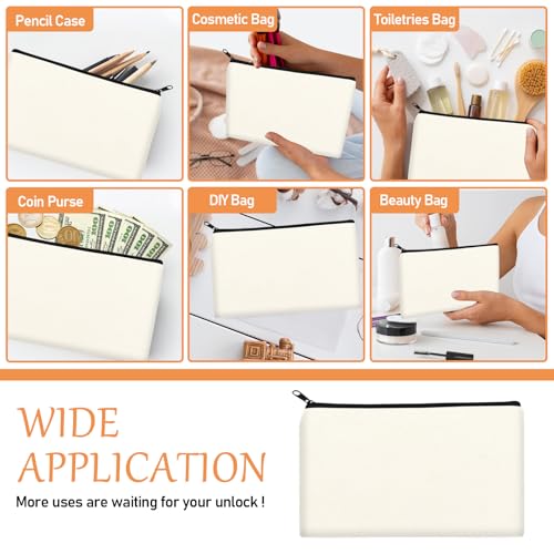 Image of Legigo Blank Canvas Makeup Bag- Bulk Cosmetic Bags with Zipper, Multipurpose Canvas Zipper Pencil Case Pouch, Travel Toiletry Pouch, DIY Craft Gift Bags for Women Girls, 24pack Beige