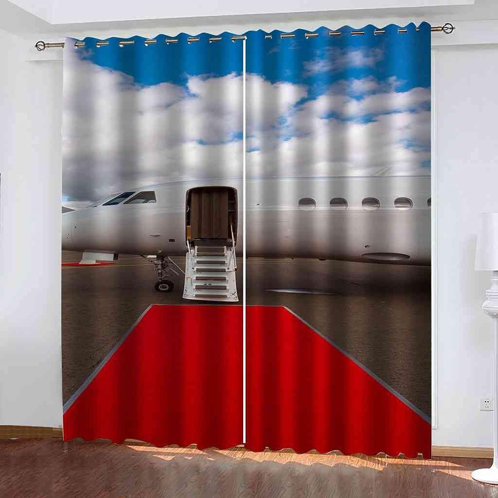 Schlafzimmer Ösen Vorhänge Roter Teppich Flugzeug Himmel 280 X 180 cm Blickdichter Vorhang 3D Bedruckt Lärmschutz Wärmeisoliert Vorhänge Für Schlafzimmer Wohnzimmer Kinderzimmer Weihnachten -8K0P/U3
