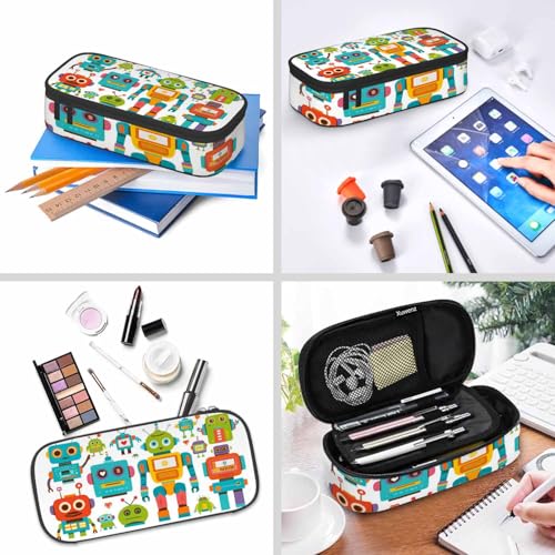 Image of Retro Robots Pencil Case Mecha Deformation Cartoon Game Pencil Bag Pouch Box Organizer for College School Students Boy Girl