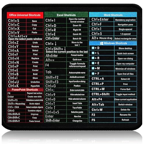 Image of Excel Shortcut Mouse Pad, Comprehensive Microsoft Excel Formulas & Keyboard Shortcuts Cheat Sheet, Anti-Slip Rubber Sole for Data Entry & Office Productivity