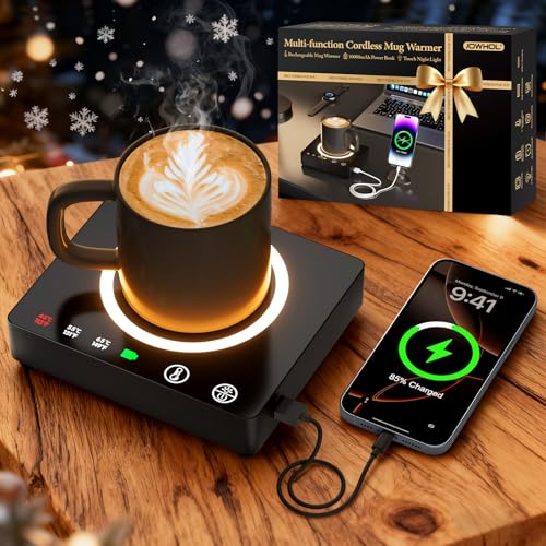 Mug Warmer Cordless 180 Min Battery Life - 10000mAh Portable Charger, Wireless Coffee Cup Warmer for...