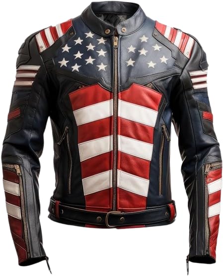 Real Leather Jacket Inspired by American Flag