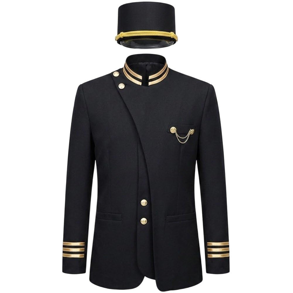 Divisa Reception per Hotel con Cappello, Set Professionale a Maniche Lunghe per Receptionist, Abbigliamento Lavoro per Concierge D'hotel