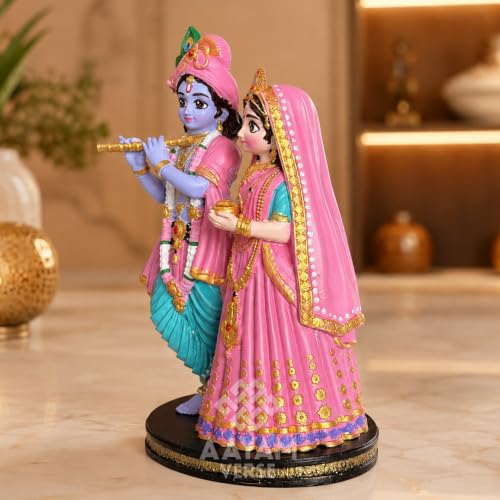 Image of Manmohak Radha Krishna Idol - 8 Inch UV Resin Murti | Hand-Painted Divine Couple Statue for Home Decor, Temple & Gifting