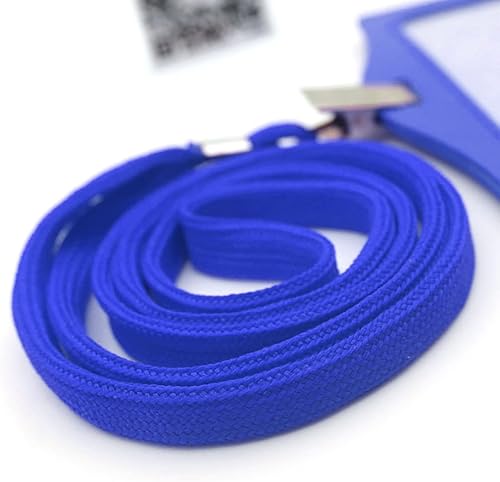 Miniatura 6 de Beebel Paquete de 100 cordones planos redondos de 32 pulgadas con clip para insignia, color azul