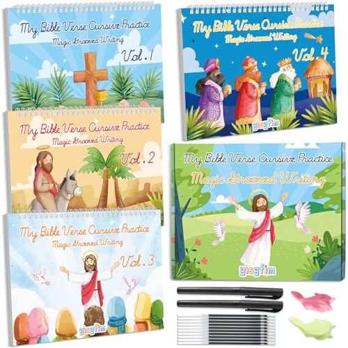 gisgfim Bible Magic Grooved Writing Practice Books for Kids Reusable