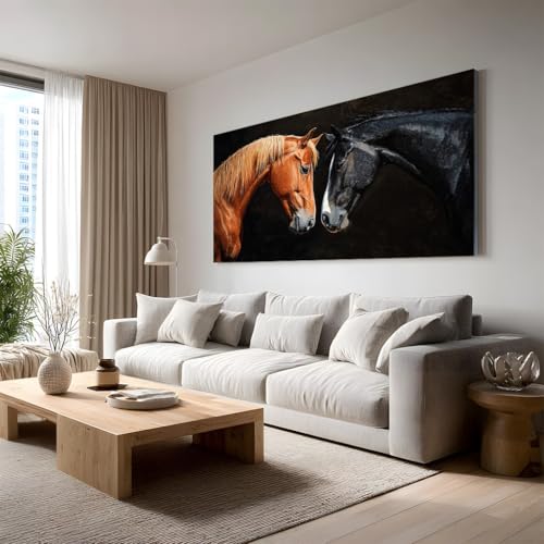 Tableau cheval réaliste pour salon grande toile murale de 50x100 cm