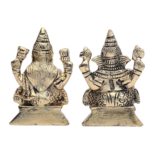 Estatua Ganesh Laxmi Decorativa 3" x 1.5" Dorada miniatura 2