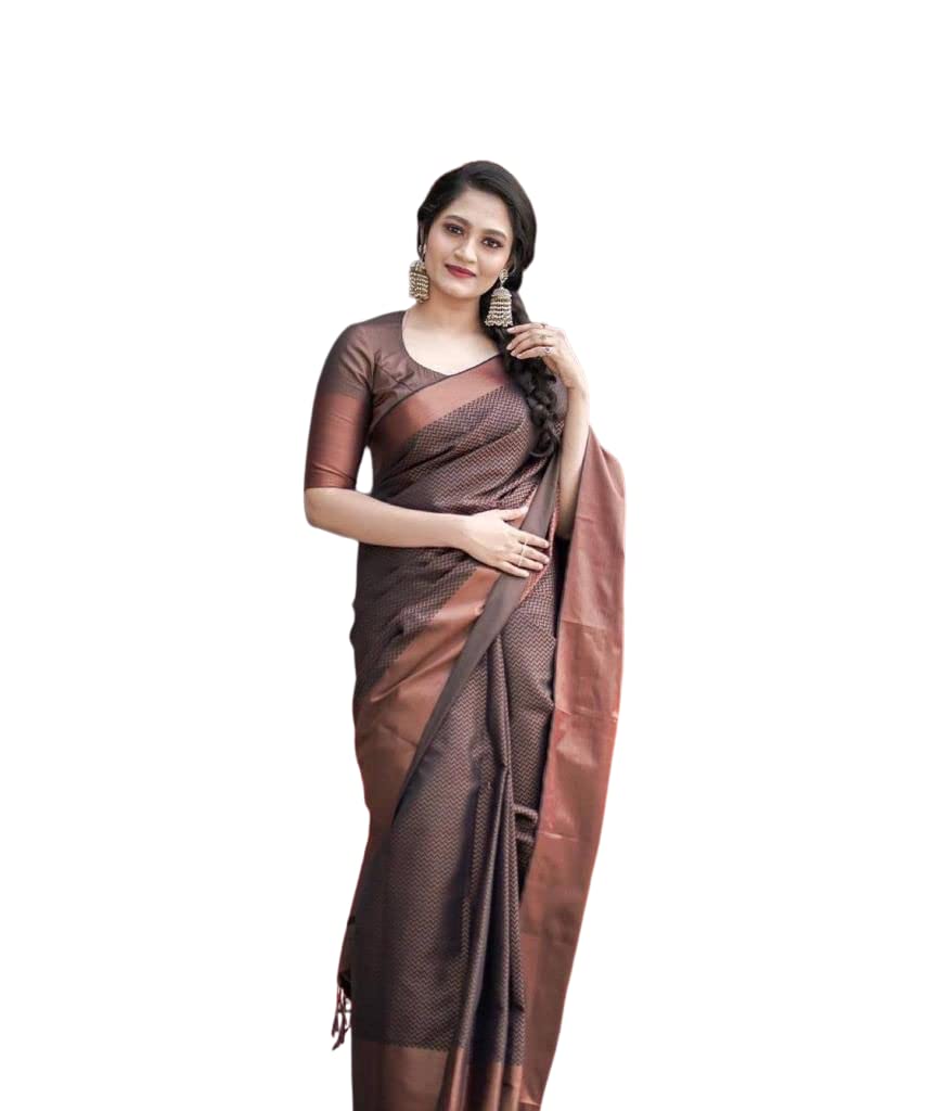 Women's Kanjivaram Soft Silk Saree With Blouse Piece