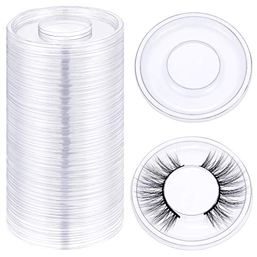 100 Plateaux de Faux Cils Ronds Transparents en Plastique pour Boîte Vide