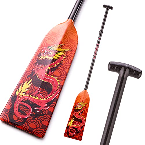 Hornet Watersports Dragon Boat Paddle Adjustable Carbon Fiber Orange Dragon Lightweight IDBF Approved