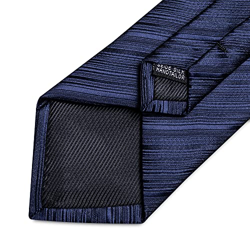 Image of DiBanGu Mens Silk Necktie Solid Color Tie and Pocket Square Cufflink Tie Clip Set Woven Plain Ties for Men Wedding Party