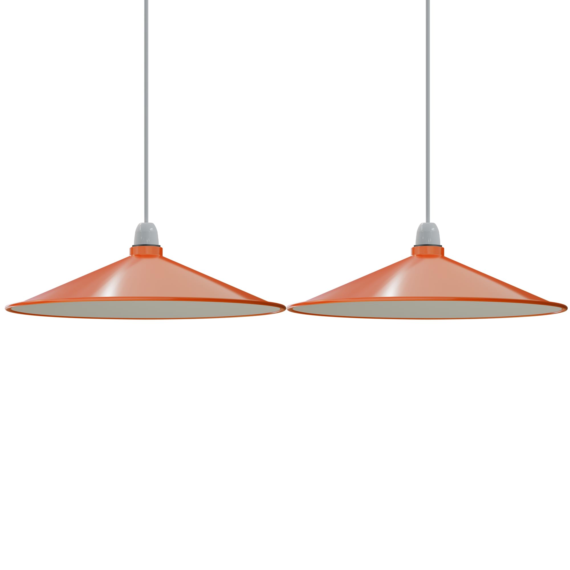 DC VOLTAGE Retro Style Metal Easy Fit Ceiling Pendant Light Disc Shape Lamp Shade (Orange - 2 Pack) — image 1
