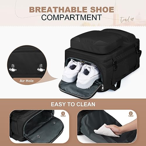 Image of Maelstrom Travel Backpack for Women Men,30L Waterproof Laptop Backpack Fits 17-Inch Laptop, Gift for School Work Backpack with Detachable Crossbody Bag & Shoe Compartment (Black, Large-Upgrade)