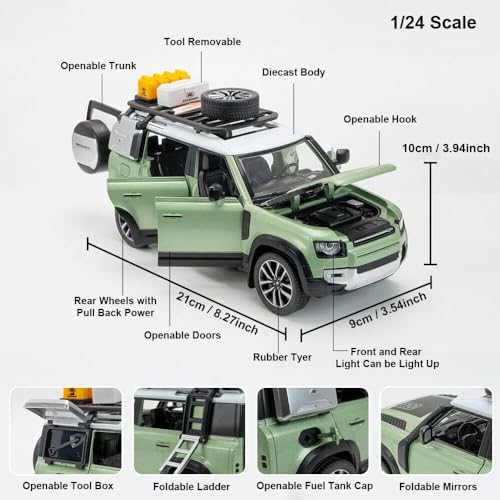 Image of Magicwand Die-Cast Zinc Alloy 1:24 Scale Defender Camping【Random Color】【Large】 with 6 Openable Doors,Lights & Music【Pack of 1】