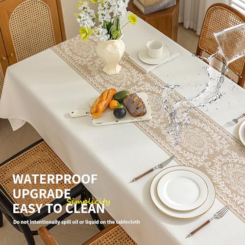 Linen Tablecloths for Rectangle Tables,Fabric Tablecloth Advanced Waterproofing Technology for Dinningroom,Farmhouse