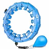 Weighted Smart Fitness Hoop,24 Detachable Knots Abdomen Fitness Weight Loss Non-Falling Fitness Hoops, Adjustable Weight Auto-Spinning Ball,Pilates Circles for Adults and Kids (Blue