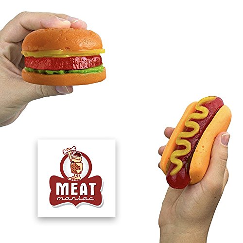 Giant Gummy Hamburger (7oz) & Giant Gummy Hot Dog (7oz) Combo Gift Pack with Meat Maniac Sticker