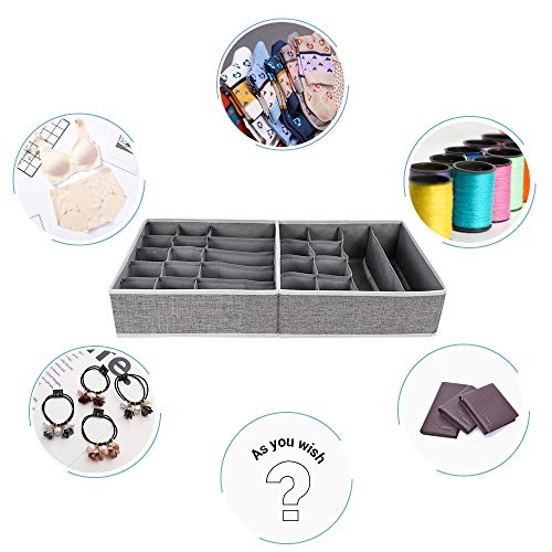 Dresser Drawer Organizer Divider, Foldable Underwear Clothes Storage bins Organizer for Bras,Ties,Belts,Socks, Set of 2