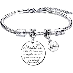 Pulsera Plata Madrina VZIUYTRE Pulsera Mujer, Regalo de Cumpleaños para Madrina, Día de la Madre