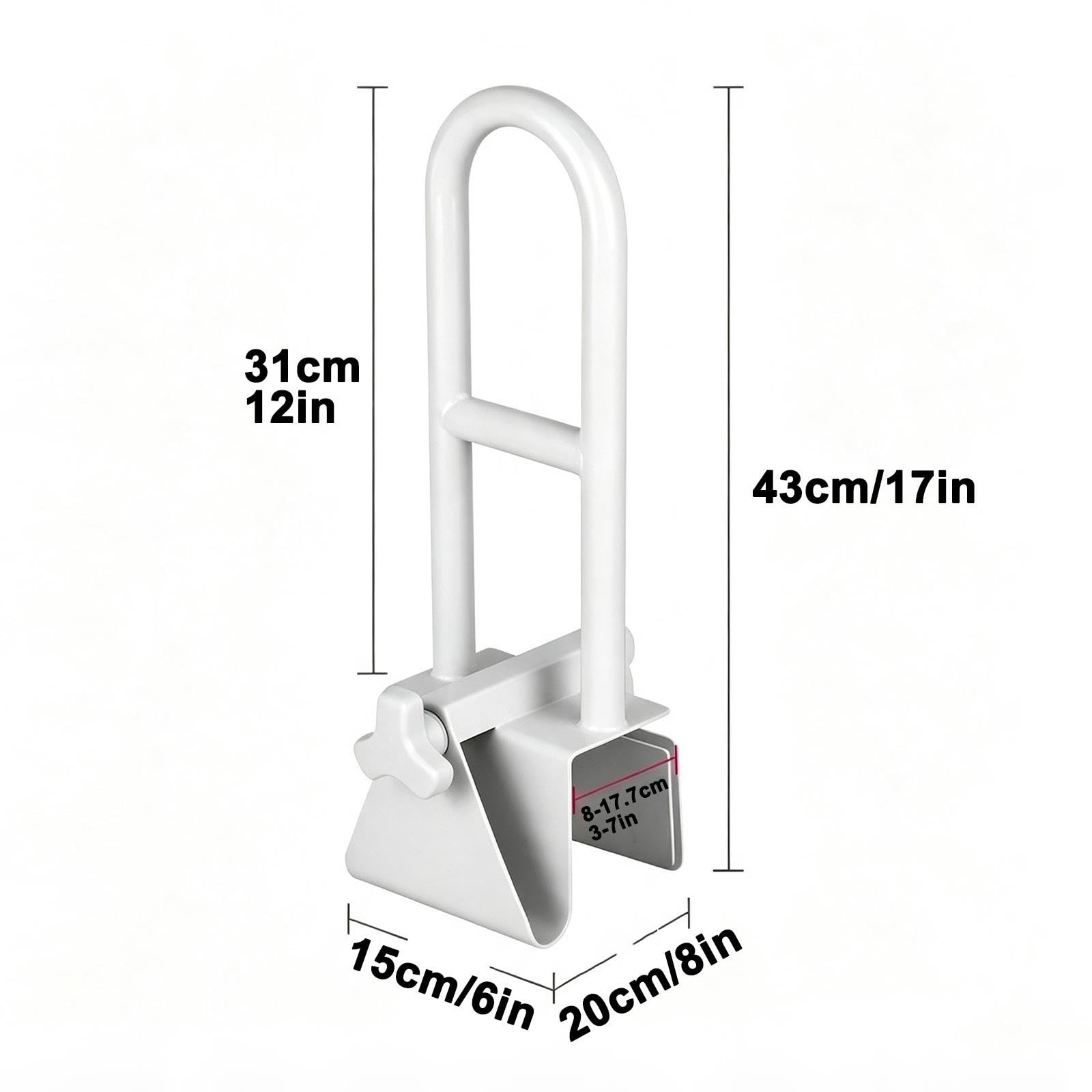 Corrimano Sicurezza Vasca, Maniglione a Morsetto Senza Attrezzi | Corrimano Sicurezza Vasca Acciaio al Carbonio, 150kg, Bordo 8–17cm, Pattini Antiscivolo, Anziani e Gestanti